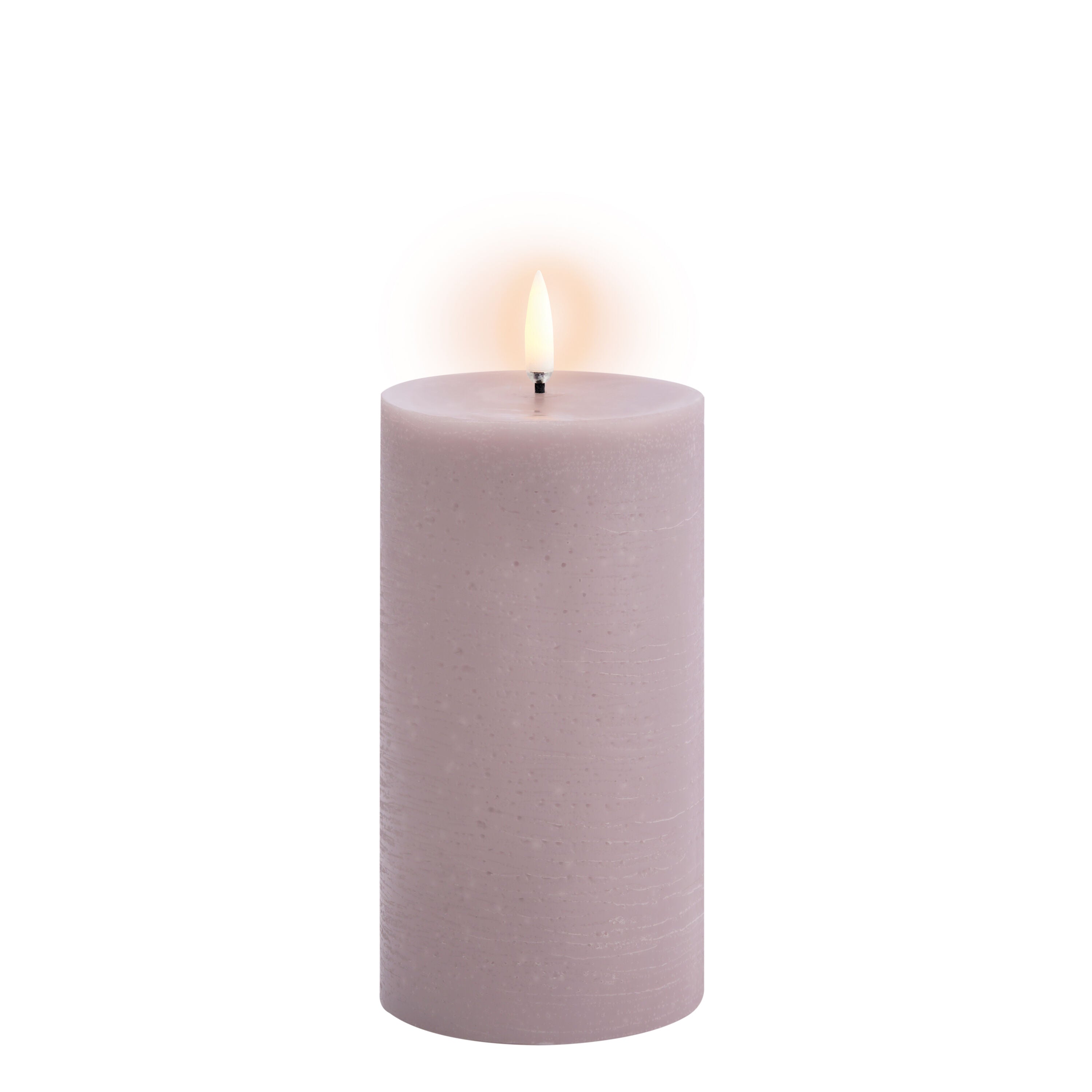 LED Rustic Pillar lys, Light Lavender - H15 cm.